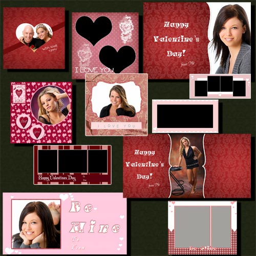 Jibz easy load Valentine photo templates for Elements and Photoshop