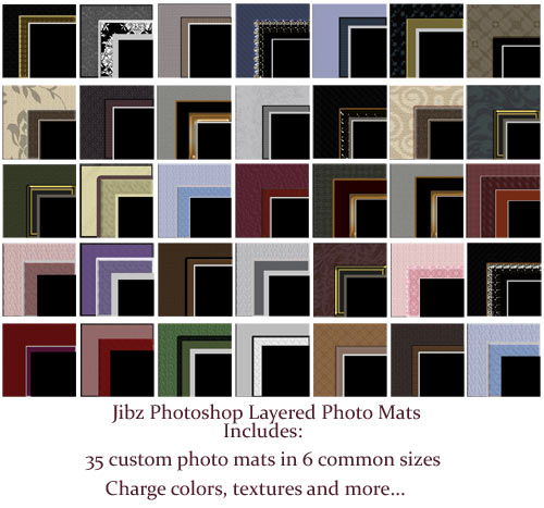 35 custom Photoshop photo mats 